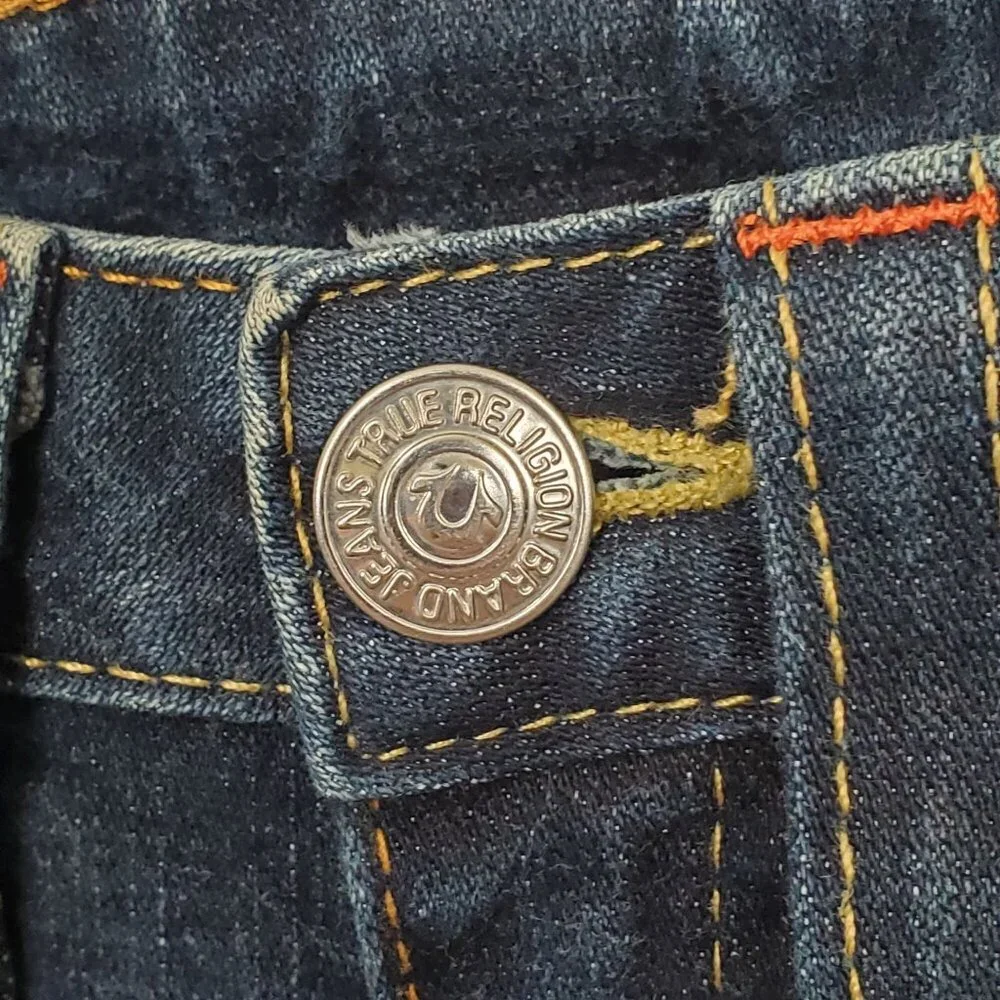 True Religion Women 28 Jeans Dark Low Rise Skinny Stretch Denim Classic Logo - Picture 3 of 13